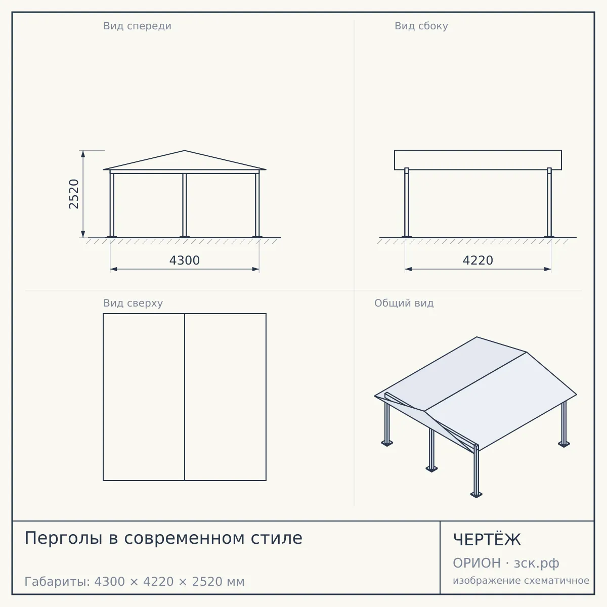 Перголы в современном стиле — чертёж